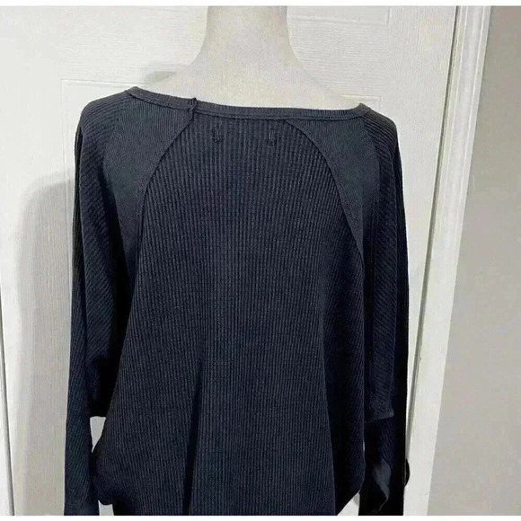 FREE PEOPLE | Santa Clara Long Sleeve Thermal Knit Top in Black NWT Size Medium - Picture 10 of 13